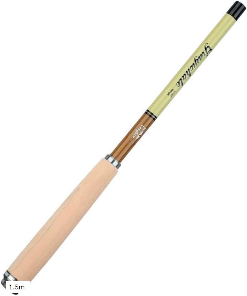 渓流竿 振出式 コンパクトロッド 超軽量 延べ竿 小継 カーボン 川 堤防 テンカラ (茶色・木目調・グリーン, 1.5m)