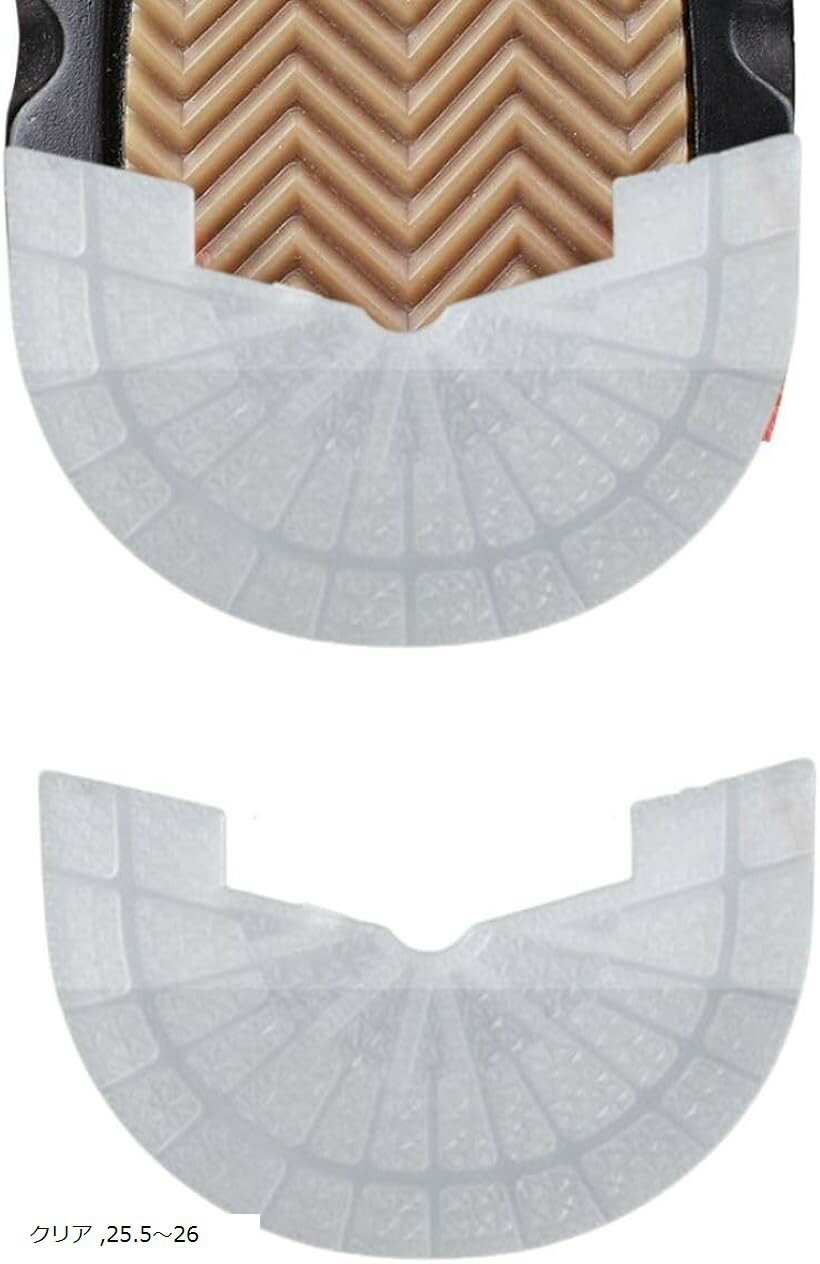 ヒールプロテクター かかとすり減り防止 ソールガード ヒールガード スニーカー補修 靴底修理キット シューケアキット 3ペア6枚 滑り止め 防水 革靴 AJ1用 補強テープ 靴底補修 (クリア, 25.5～26)
