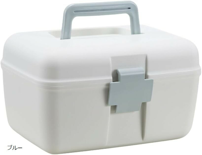 薬箱 おしゃれ かわいい 小型 救急箱 可愛い 北欧 ケース 軽量 ミニ 持ち運び 大容量 (ブルー)