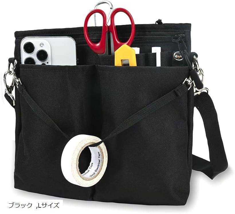 3WAY 多機能ウエストポーチ ナースポーチ マチ付き 9ポケット 作業ポーチ 仕事用ウエストバッグ カラビ..