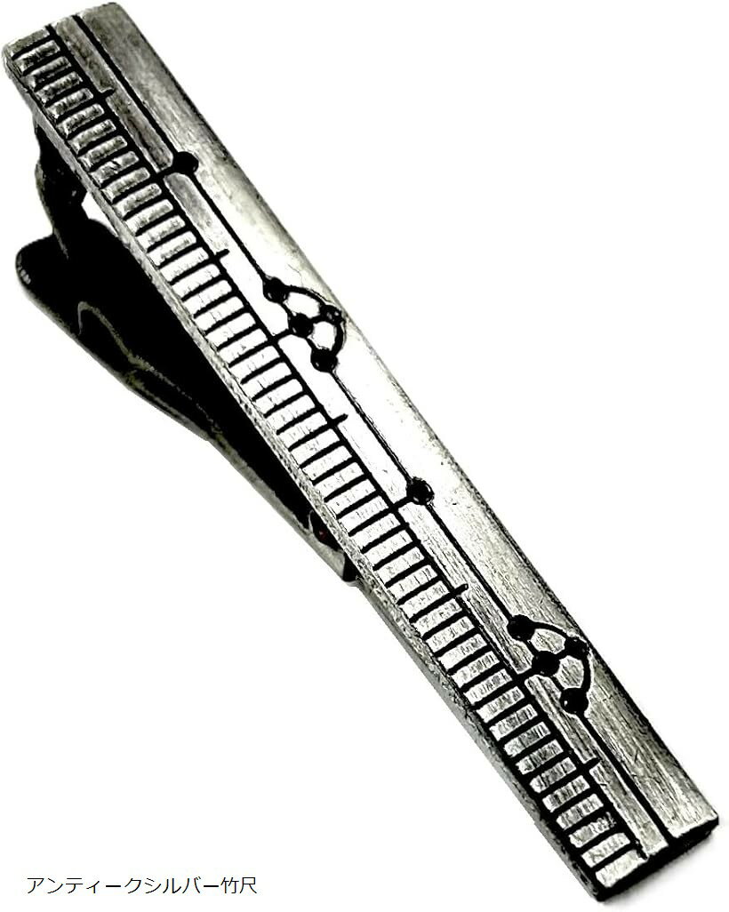 日本製ネクタイピン 定規 文具 光沢メッキ シルバー ゴールド アンティーク (ゴールド, フリー)