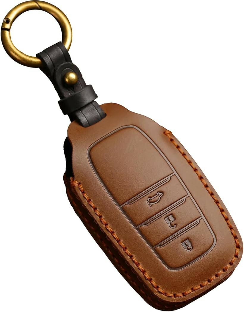 互換品 トヨタ キーケース ハリアー ランクル250 スマートキーケース 本革 ヤリスクロス アクセサリー カローラクロス ランクル300 茶 2ボタン (3ボタン/茶)