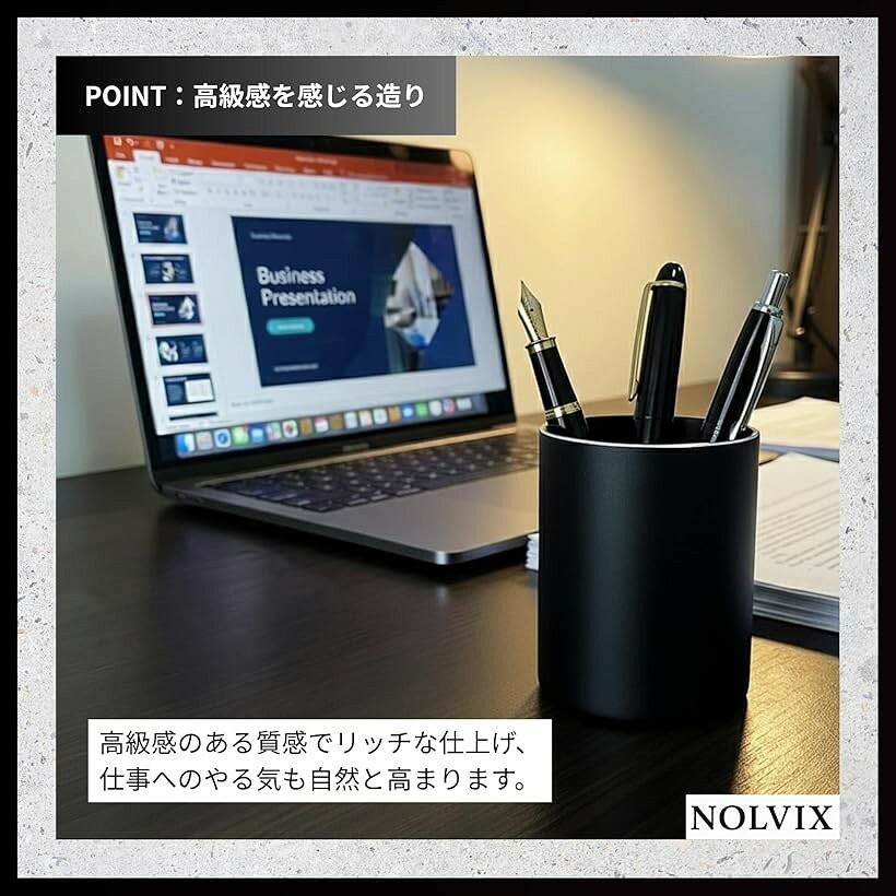 ペン立て ペンスタンド 卓上 おしゃれ ギフト プレゼント デスク周り 収納 小物入れ オフィス用品 事務用品 ペンケース シンプル 文房具 (シルバー, 幅8cmx高さ10cm) horiku-10329506 ホリック サンプル画像3