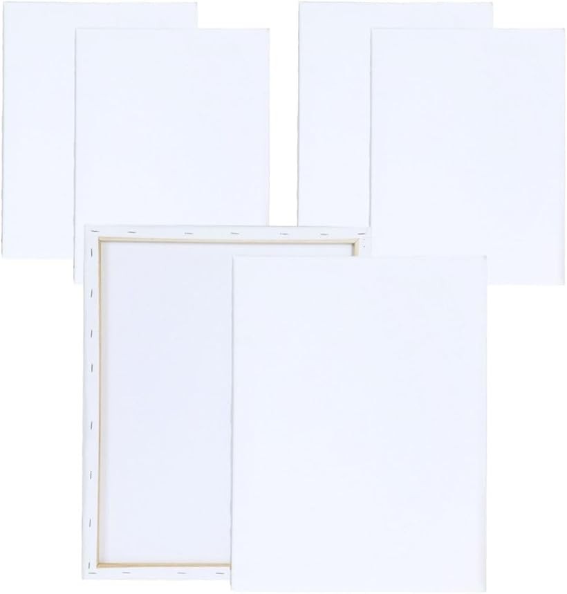 キャンバス 長方形 画材 フレーム 額縁 キャンバスボード 絵画 油絵 6個セット (白, 15cmx20cm)