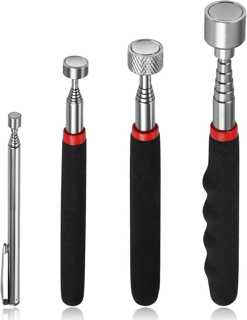 4個セット 伸縮ピックアップツール マグネットキャッチャー 4種類の最大吸引力 20lb/10lb/5 lb/1.5lb 強力 磁石 棒 長さ 18cm-76.8cm