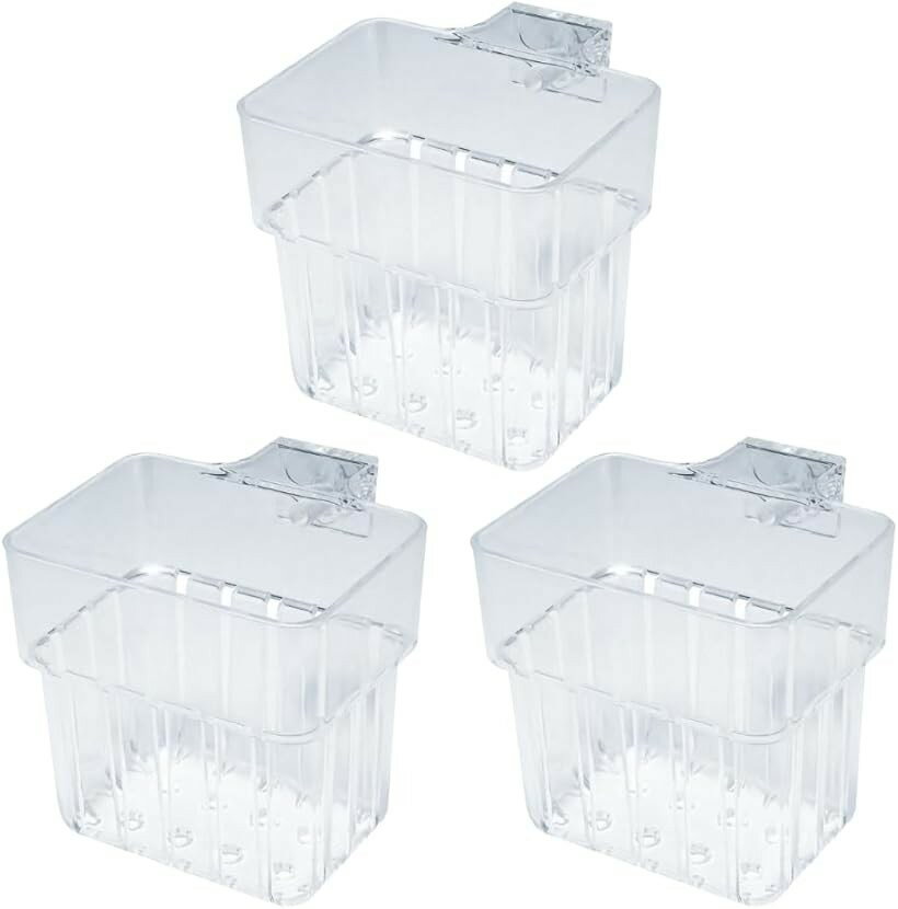 アクアポニックス 水耕栽培 ポット 水槽 容器 プランター 3個セット (クリア, 8x8x5.7cm)