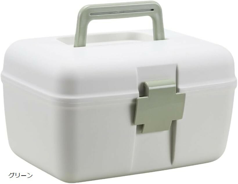 薬箱 おしゃれ かわいい 小型 救急箱 可愛い 北欧 ケース 軽量 ミニ 持ち運び 大容量 (グリーン)