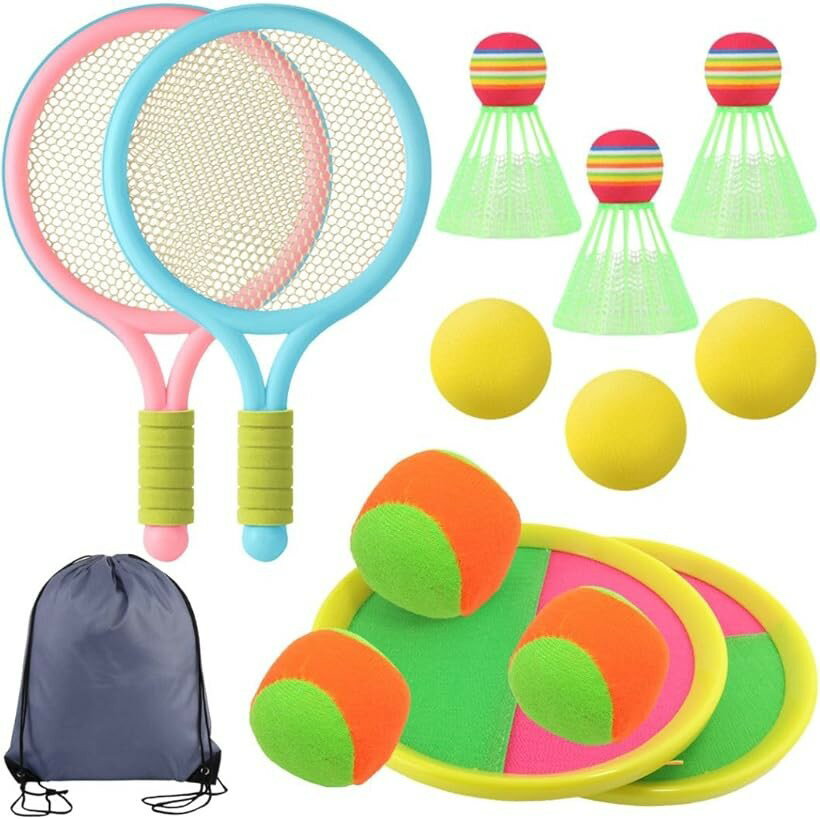 バドミントン ラケット 子供 おもちゃ 外遊び セット 室内 公園 キャッチボール テニス (ランダム)