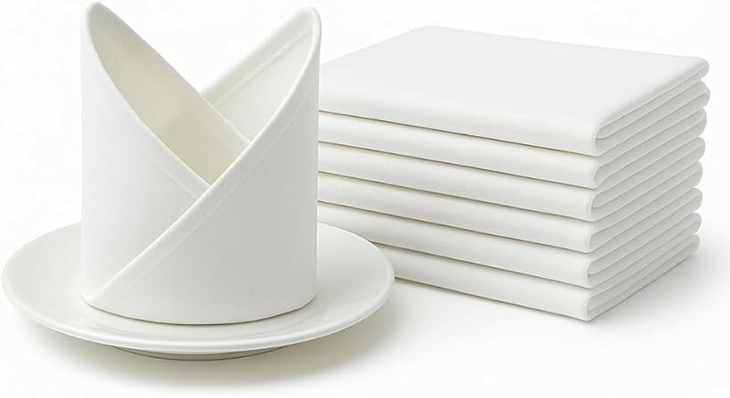 業務用 トーション テーブルナプキン 厚手 綿100％ ホワイト 50x50cm 10枚セット レストラン ホテル (ホワイト, 50cm x 50cm (10 枚))