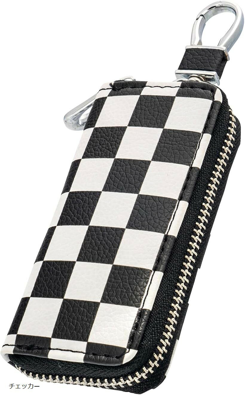 キーケース 車 ミニクーパー f65 f66 f67 j01 j05 u25 bmw mini 対応 スマートキー 鍵ケース 車用 スカイベル (チェッカー, タテ11.3cmxヨコ5.5cmx高さ2.7)