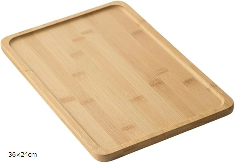 トレー お盆 36cm おしゃれ カフェ 飲食店 トレイ 木製 洗える 防カビ 長方形 (ナチュラル, 36x24cm)