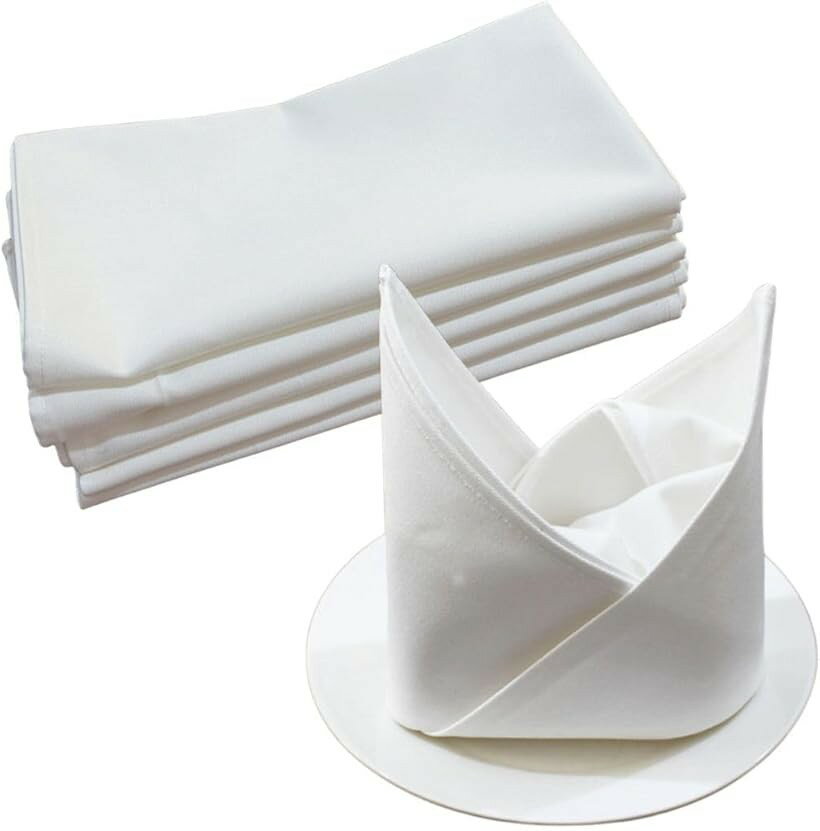 テーブルナプキン 布 トーション ワイン シャンパン 白 無地 綿 おしゃれ 大容量 (ホワイト, 50cm x 50cm (5 枚))