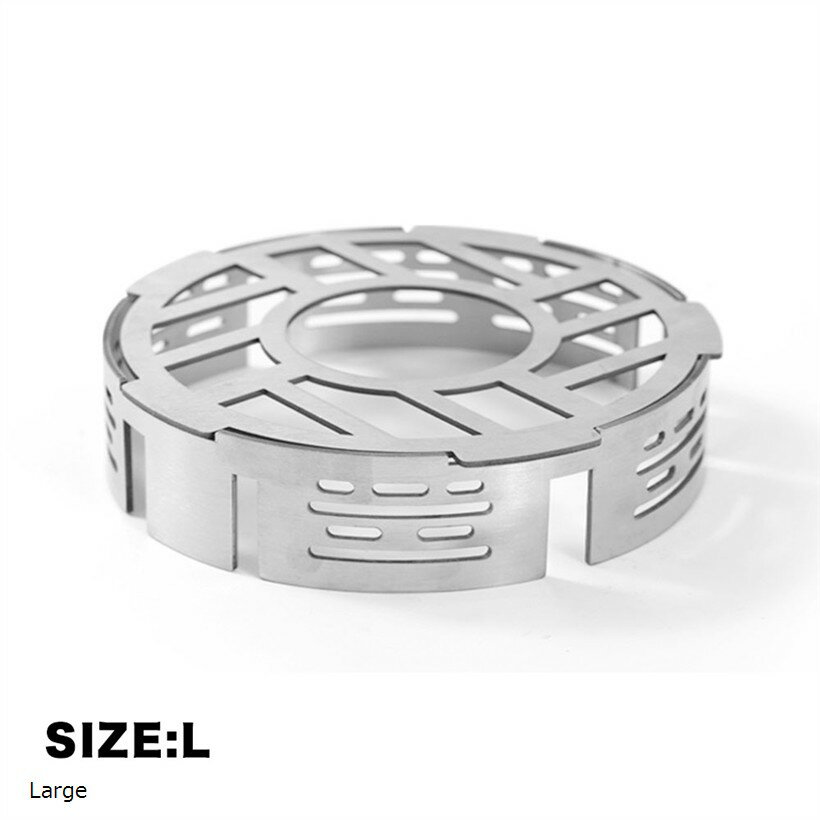 五徳 風防リング シングルバーナー カセットコンロ キャンプ アウトドア ステンレス鋼 (シルバー, Large)