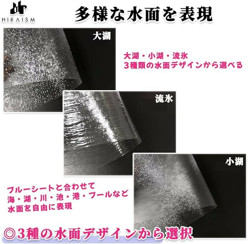 ジオラマ 水面シート 透明 海 川 湖 池 港 模型 プラスチック ブルーシート付き (小湖 計5枚セット)