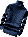 アスペルシオ ハイネック ケーブル ニット セーター メンズ ボリュームネック タートルネック (ネイビー, XL)