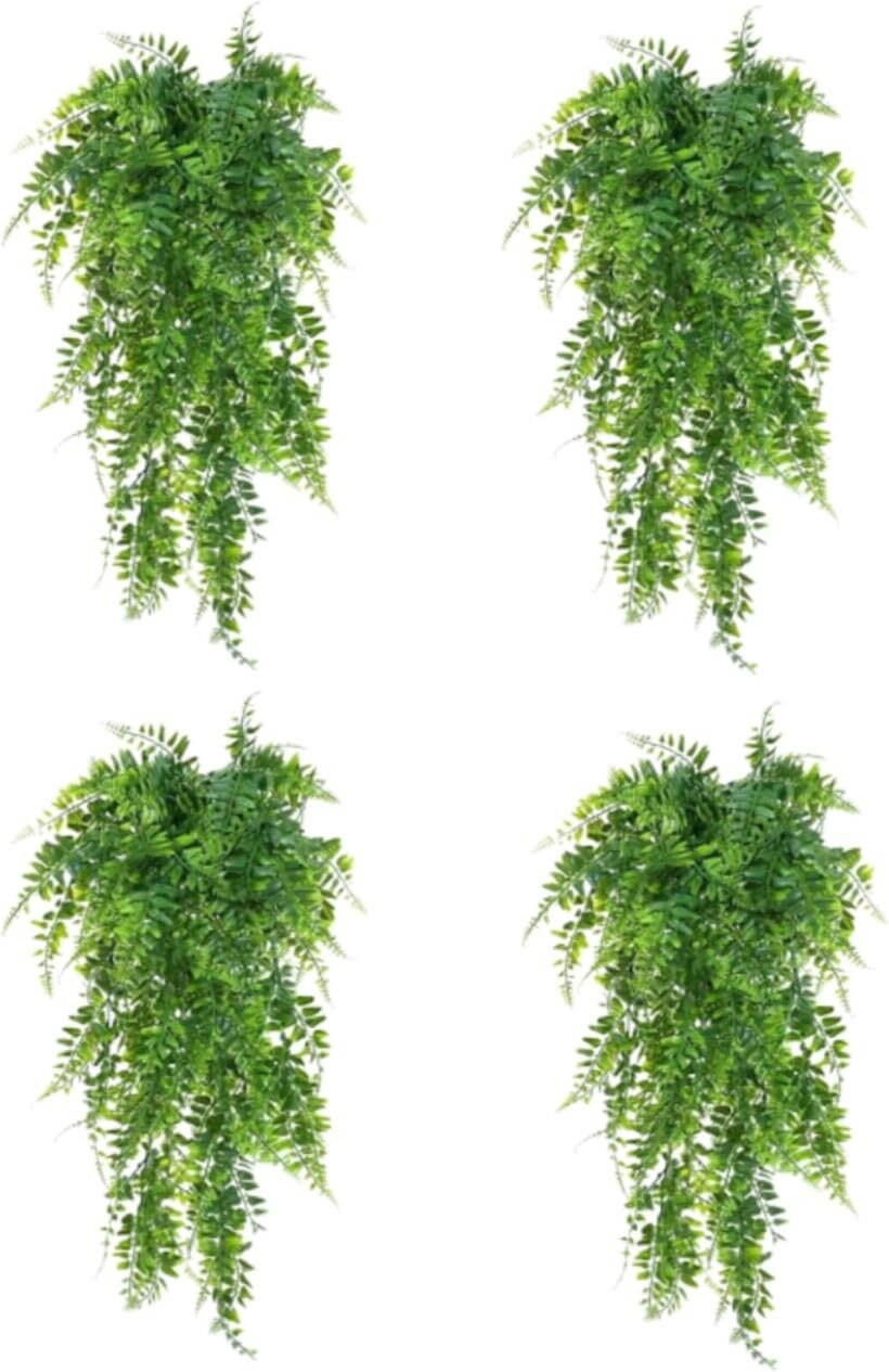 フェイクグリーン 葉っぱ インテリア おしゃれ 吊り下げ 観葉植物 4個セット (グリーン, ワンサイズ)