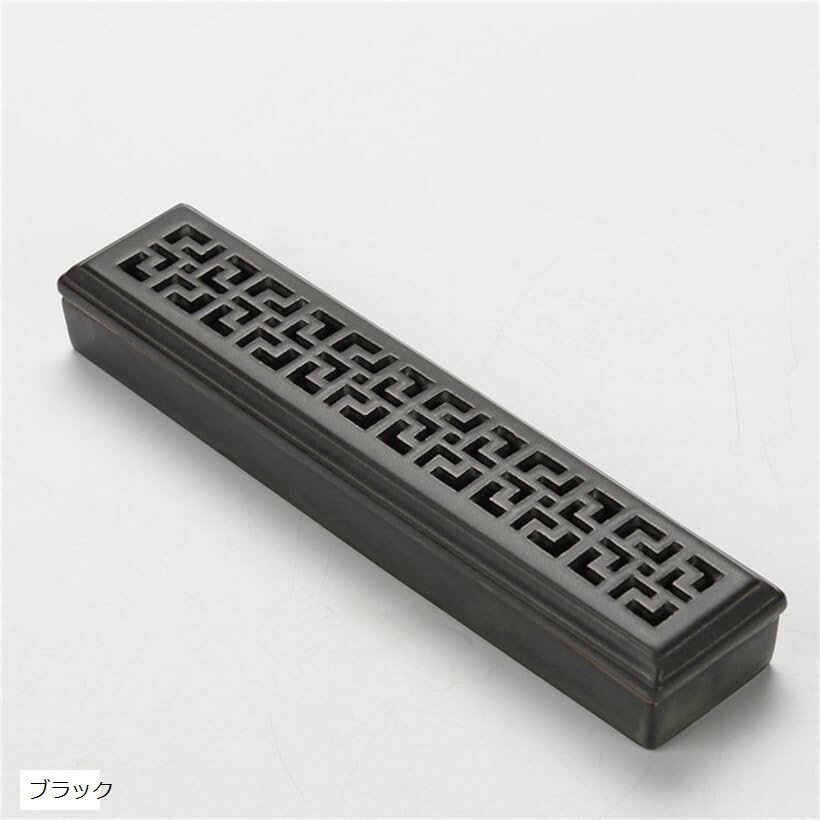 線香ケース 線香立て 蓋付き 横置き 陶磁器製 お香立て 香炉 仏壇用 寝かせる 防火シート付 断熱 ...