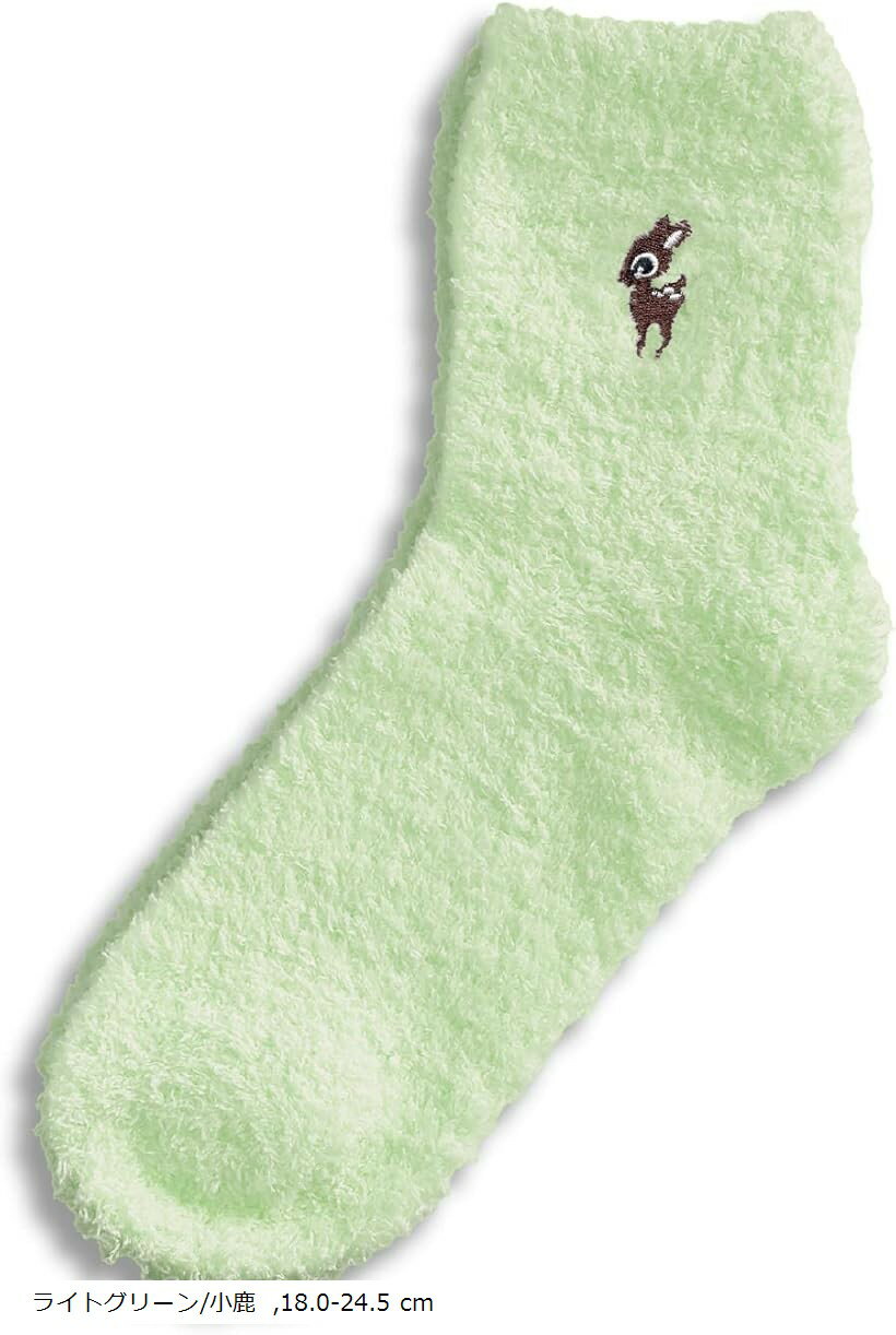 もこもこソックス モコモコ靴下 ルーム レディース (ライトグリーン/小鹿)