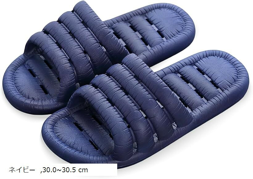 シャワーサンダル ベランダ室内スリッパ 滑り止め 水はけ 穴あき 浴室 PVC (ネイビー, 30.0～30.5 cm)