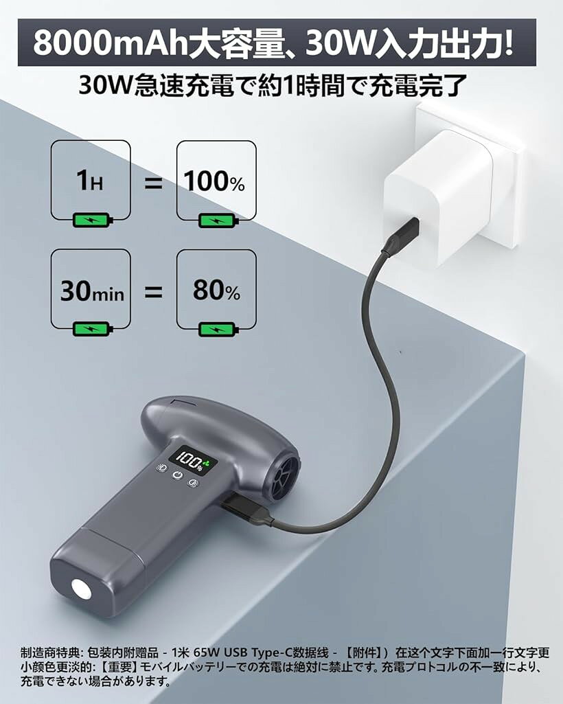 新登場エアダスター 電動エアダスター ブロワー 超強力300000RPM 最大風速120m/s 3...
