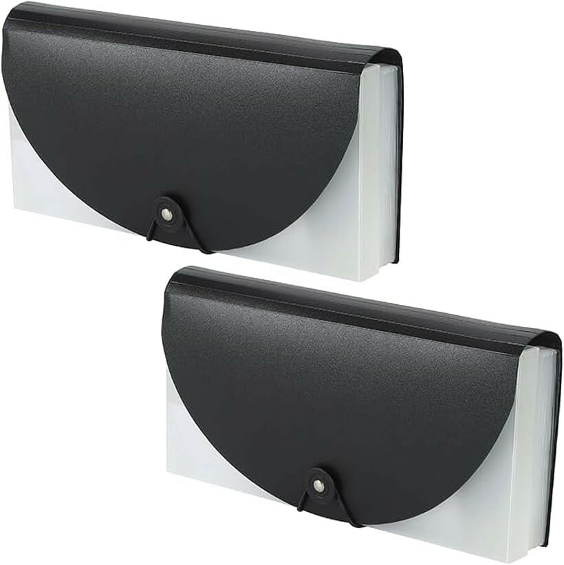 レシートファイル ドキュメントファイル レシートホルダー ファイルケース 書類整理 収納 保管 2個入り (ブラック)