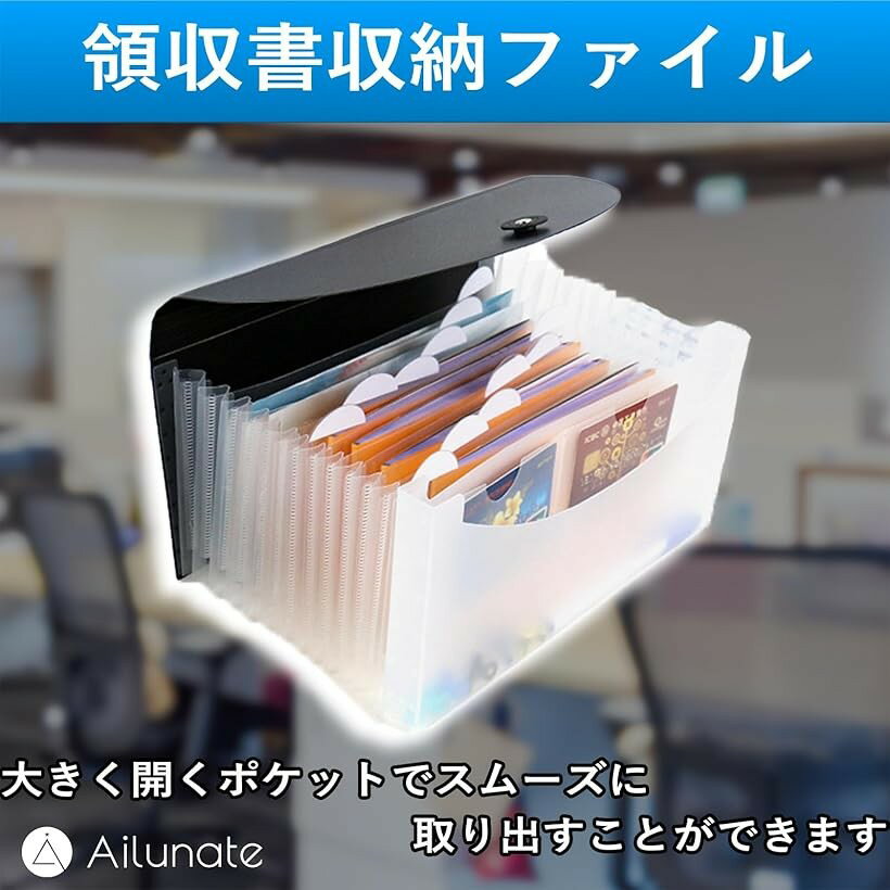 レシートファイル ドキュメントファイル レシートホルダー ファイルケース 書類整理 収納 保管 2個入り (ブラック)