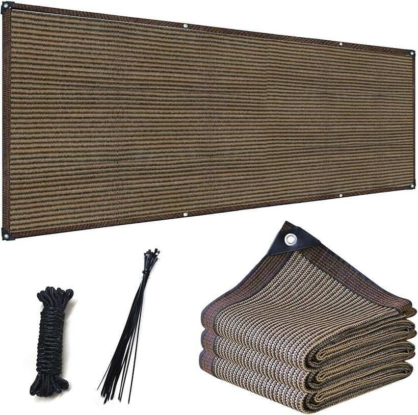 ベランダ目隠し 遮光ネット プライバシー保護 日除けシェード 厚みを増した バルコニー マンション UVカット 50CMごとに1つのロープ穴 (コーヒー色, 1Mx15M)