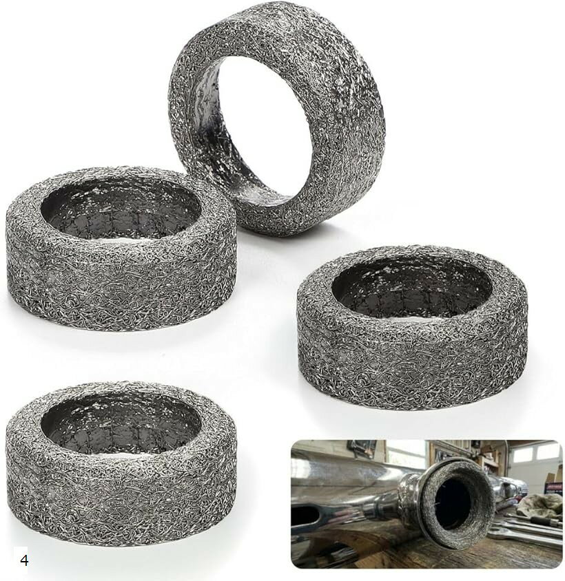 互換品 ハーレー マフラー ガスケット 65927-00 スポーツスター ソフテイル 汎用 エキゾースト (シルバー 4個セット)