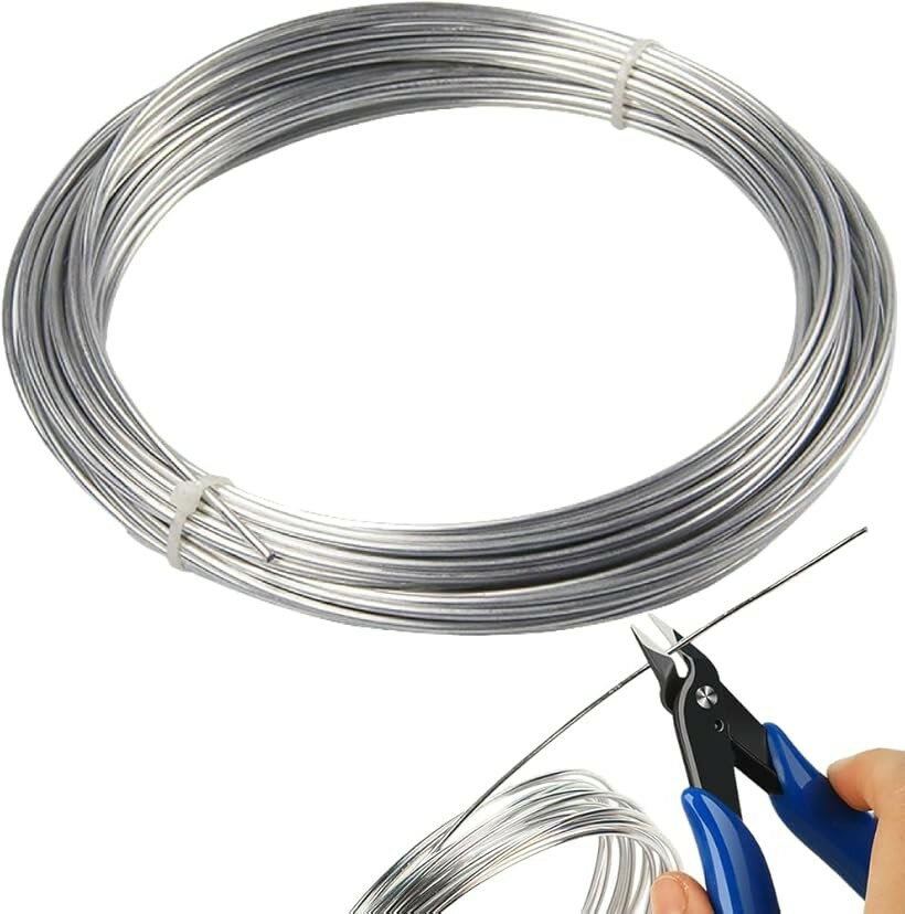 アルミワイヤー 針金 太さ3mm アルミ線 ワイヤークラフト ハンドメイド 造形 盆栽 工作 DIY 10m ケーブル (シルバー)
