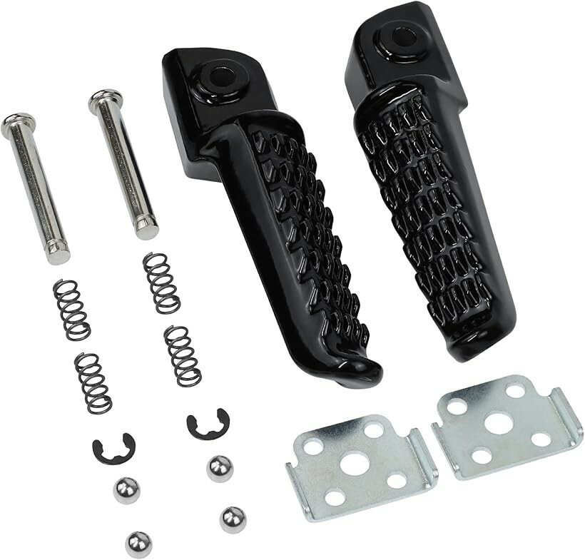 互換品 タンデムステップ カワサキ ニンジャ対応 左右セット アルミ製 ブラック 黒 高耐久設計 ゼファー/ZRX/ニンジャ/ZZ-R/Zシリーズ他多機種対応 社外品 汎用 (ブラック)