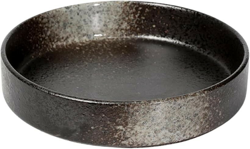 生け花 花器 お皿 盆 陶器 フラワーアレンジメント 浅型 (ブラック, 長さ20cm)