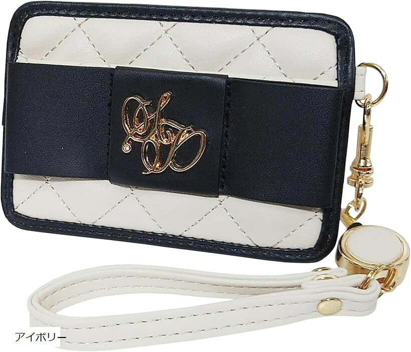 パスケース リール 可愛い リボン 定期入れ icカード 薄型 伸びる おしゃれ ストラップ カバンにつける..