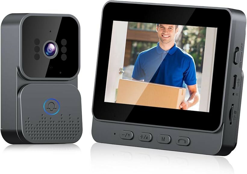 インターホン テレビドアホン 工事不要 スマートビデオドアベル Wi-Fi不要 双方向通話 128メモリカード..