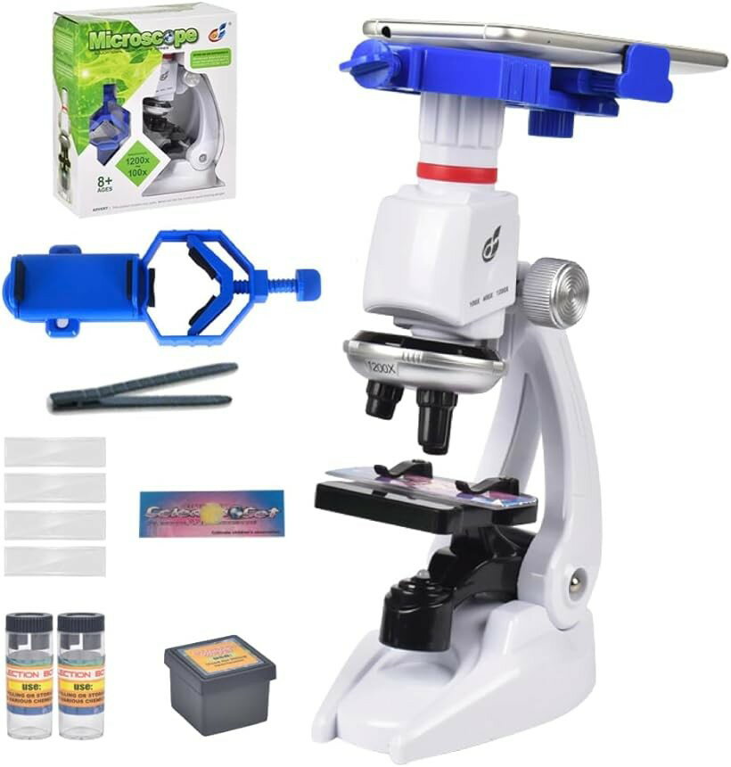 顕微鏡 子供 小学生 初心者 スマホ 中学生 子ども 撮影 100倍 400倍 1200倍 こども クリスマス プレゼ..