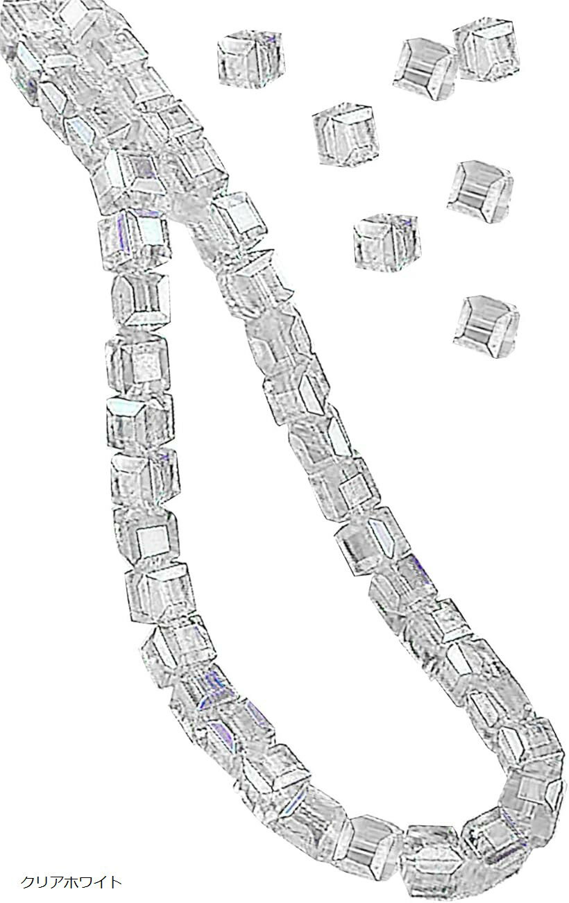手芸 キューブ ビーズ 人工 水晶 透明 大人 子供 ネックレス ピアス キーホルダー リング デコパーツ (クリアホワイト, S)