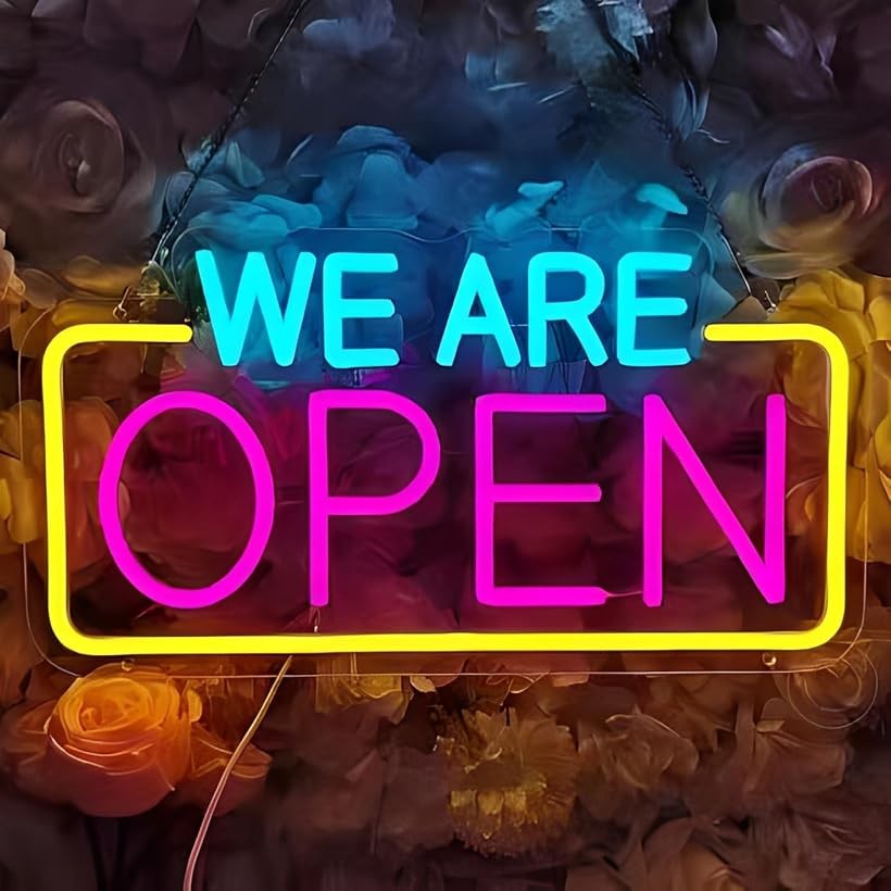 LED ネオンサイン 看板 実 店舗 室内 装飾 壁掛け 10 段階 調光 USB 接続 (WEAREOPEN, 22 cm x 42 cm)