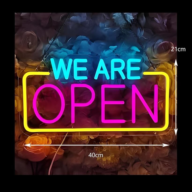 ホリックのLED ネオンサイン 看板 実 店舗 室内 装飾 壁掛け 10 段階 調光 USB 接続 (WEAREOPEN, 22 cm x 42 cm)｜アングル2