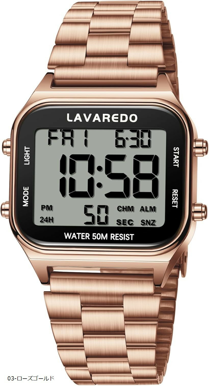 腕時計 デジタル ステンンレス 防水 多機能付き LED レディースス ポーツウォッチ ファッション アウト..