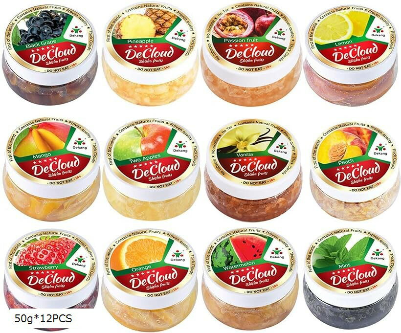 シーシャ フレーバー DeCloud Shisha Friut Hookah Mix Flavors Set 50-Gram Pack of 12 600 Grams Tob..