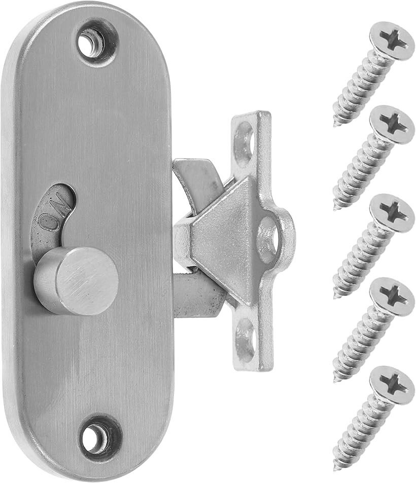 引き戸 ドアロック 引き戸ロック 304ステンレス 右引き 左引き 両対応 簡易取説付き 屋外使用可 高耐久性 後付けロック (シルバー)