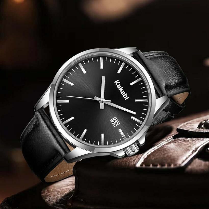 腕時計 メンズ シンプル おしゃれ レザー カジュアル 日付表示 防水 アナログ クォーツ時計 ファッション レディース 男女兼用 ビジネス 通勤 宴会 日常 (03-シルバーブラック)