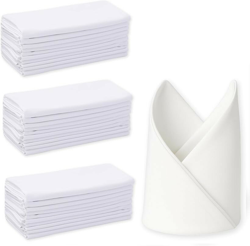 アウプル テーブルナプキン ワイン トーション シャンパン スパークリングワイン (ホワイト 30枚セット, 50cm x 50cm (1 枚))