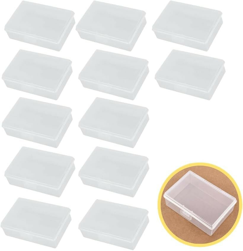 クリアケース プラスチックケース 小物 収納 整理整頓 蓋付き DIY 半透明 アクセサリー ネジ 12個入り ..