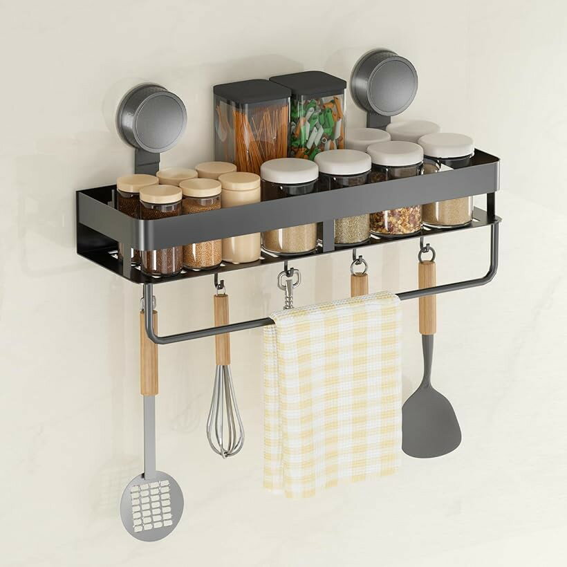 調味料ラック 調味料入れ 吸盤式 スパイスラック キッチン収納ラック 壁掛け 置き 穴あけ不要 5個移動..