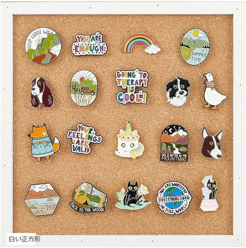 1点 ピンボード コルクボード 正方形 白い コルク掲示板 19.8x19.8x2cm ブローチピン収納用 壁掛けコルクボード メッセージ 写真壁 ホームオフィス 装飾 (白い, 19.8 cm x 19.8 cm)