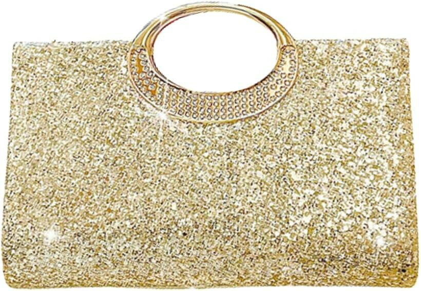 結婚式 バッグ クラッチバッグ パーティーバック チェーン付き フォーマルバッグ 2WAY ハンドバッグ披露宴 (ゴールド)
