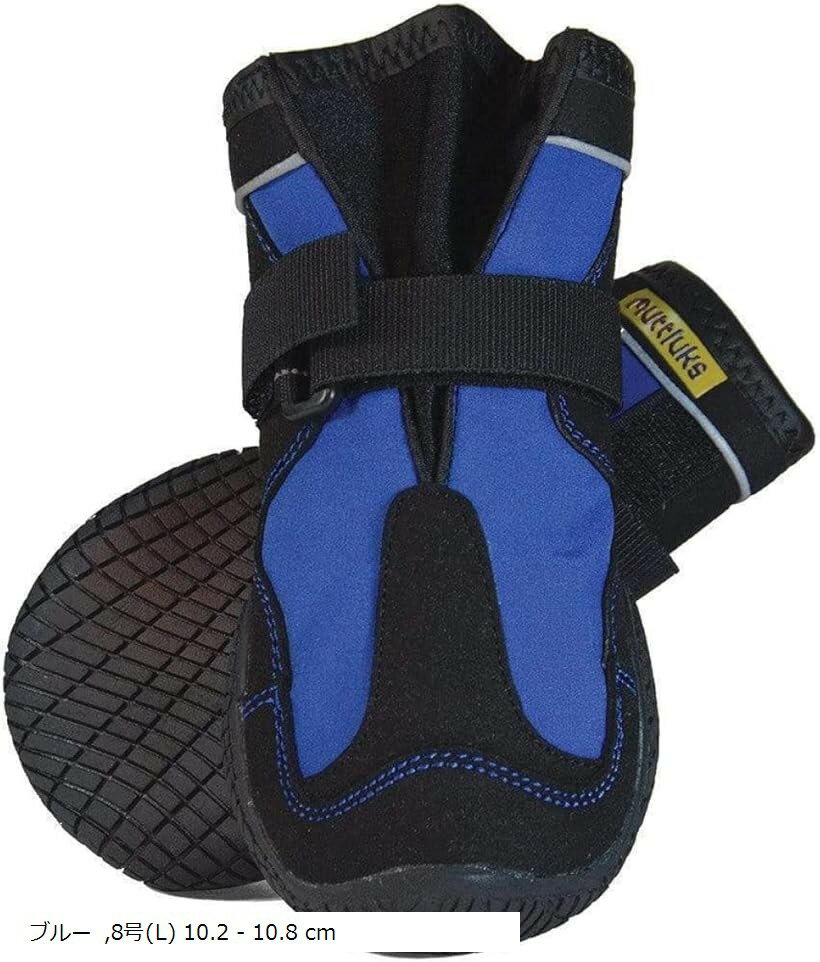 スノーマッシャーズ 犬 靴 冬用 脱げない 履かせやすい 雪や冷えから足を保護 防寒 雪遊び 1足 2個入り (ブルー, 8号(L) 10.2 - 10.8 cm)