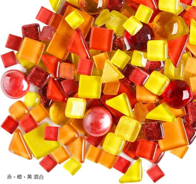 モザイクタイル ガラス 500g 不揃い 大容量 サイズ混合 ハンドメイド デコレーション 工作 陶器 四角 ..