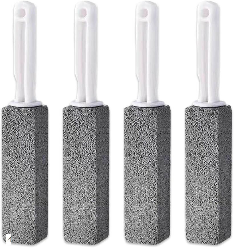 クリーニング用 軽石 持ち手付き トイレ 掃除 ブラシ 黄ばみ 黒ずみ サビ 水垢 落とし 使い捨て 4本セット (グレー/ホワイト, 全長約24cm)