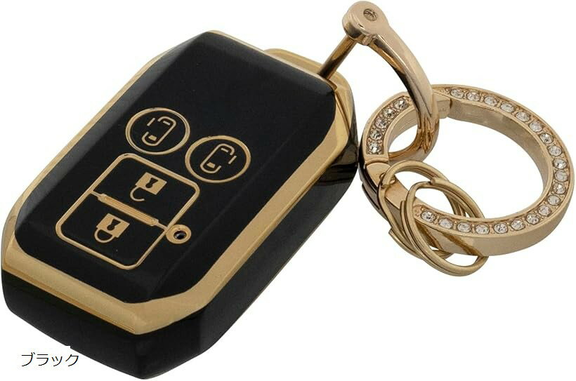 キーケース スズキ キーカバー スぺーシア クロスビー ハスラー 他 suzuki 対応 スマートキー 4ボタン フルカバー スカイベル (ブラック)